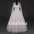 7297 Real pictures of wedding dress long sleeve ball gown muslim green wedding dresses